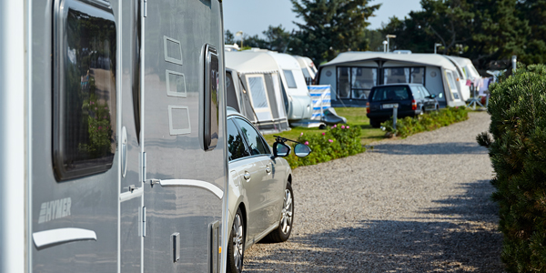 Camping ved Henne Strand, som ligger ud til Vesterhavet